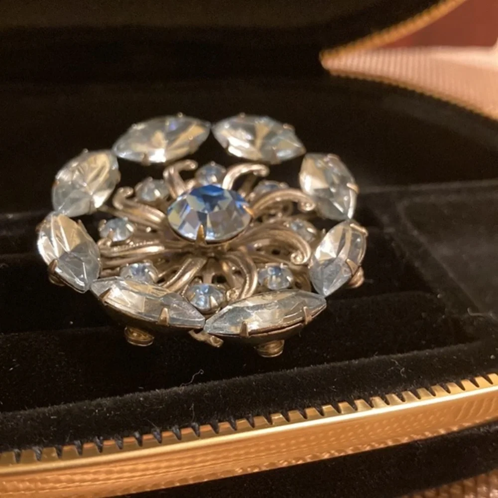Two toned blue and silver brooch